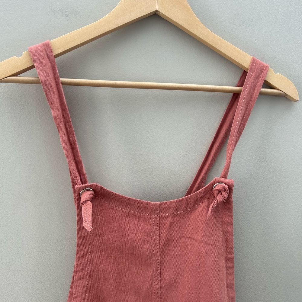 &Merci Coral Pink Pocket Cotton Pocket Shorts Overall Romper - Picture 2 of 6